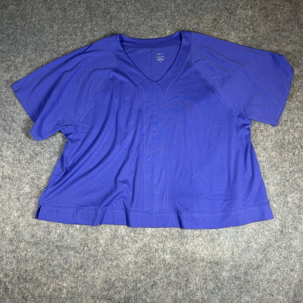 J Jill Fit Seamed V-Neck Tee Womens Large Tall Purple Shirt Cotton Modal Blend